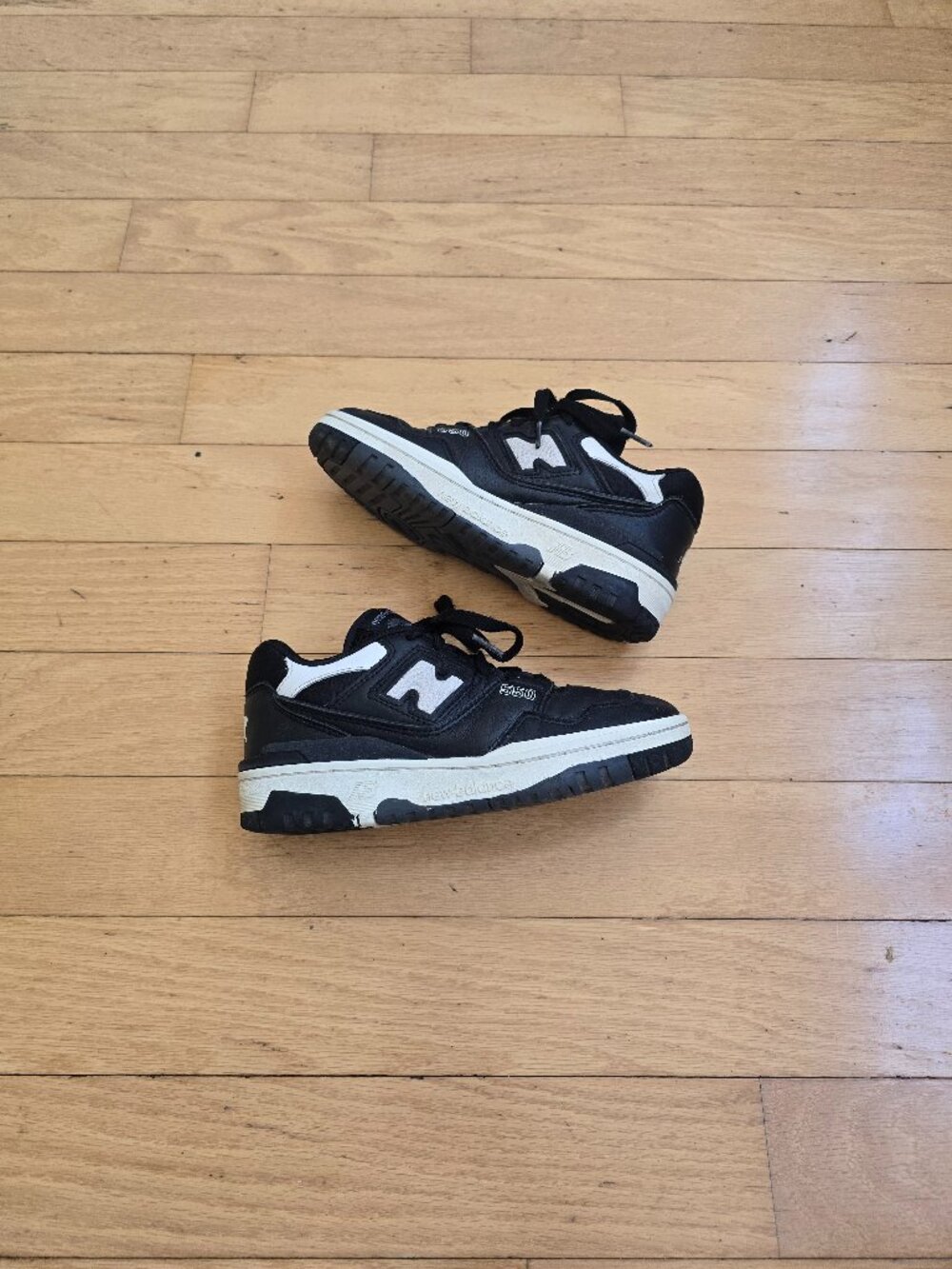 New Balance | 550 Panda Black Sea Salt Leather Sporty Sneakers | WMS 5.5